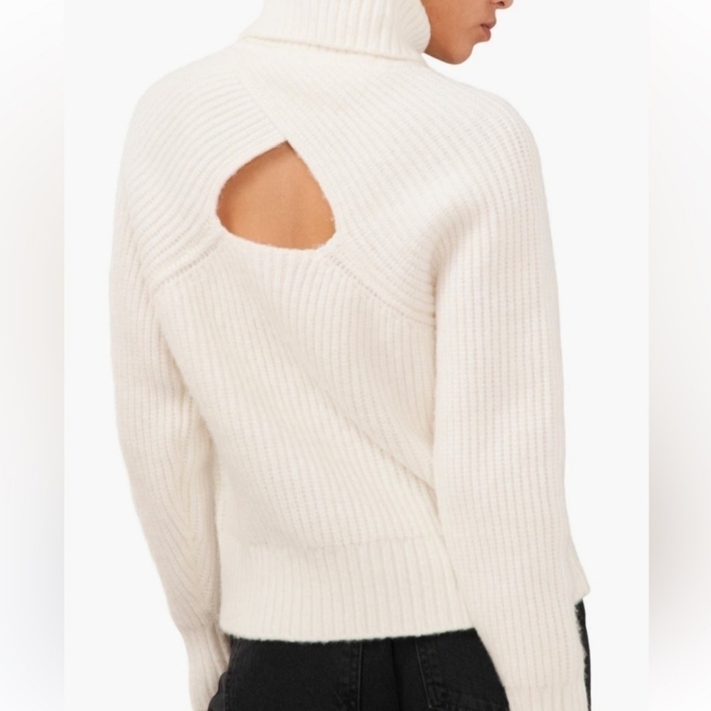 1.STATE Back Cutout Cream Turtleneck Raglan Sleeves Sweater Women's Size XXL NWT - Picture 4 of 6